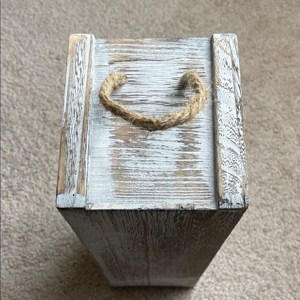 Rustic Wooden Box with Rope Handle - Picture 3 of 5